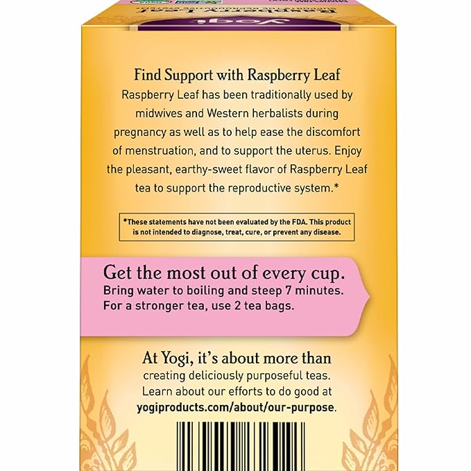 Yogi Tea Raspberry Leaf Tea - 16 Tea Bags per Pack (6 Packs) - Supports Women’s Health Healthy Pregnancy and Menstrual Cycles – Caffeine-Free Herbal Tea - Made from Organic Raspberry Leaves