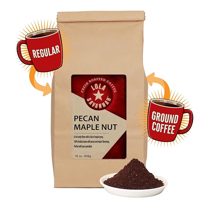 Lola Savannah Pecan Maple Nut Flavored Ground Caffeinated Coffee 16 Ounce Bag