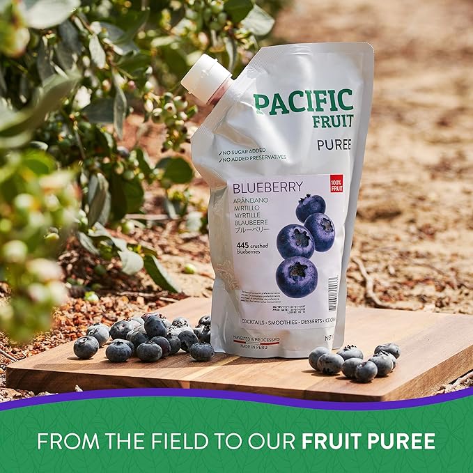PACIFIC FRUIT – Blueberry puree - Blueberry juice 100 percent – Real fruit juice – Ideal for blueberry drink 100% JUST FRUIT