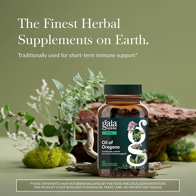 Gaia Herbs Oil of Oregano - Immune &amp Antioxidant Support Supplement - with Oregano Oil Carvacrol &amp Thymol* - 120 Vegan Liquid Phyto-Caps (120 Servings)