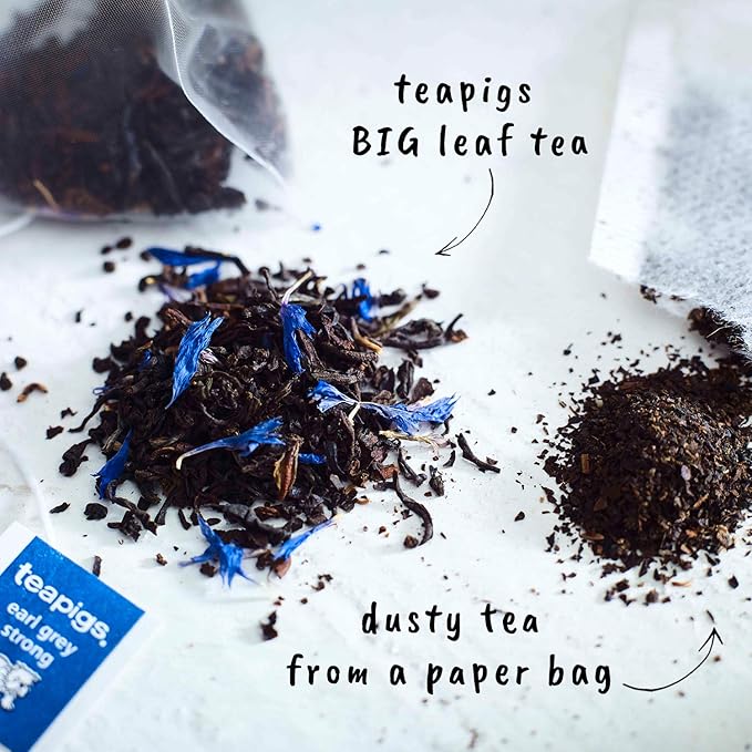 Teapigs Earl Grey Strong Tea Bags Made with Whole Leaves bold flavor natural ingredients (1 Pack of 50 Teabags)