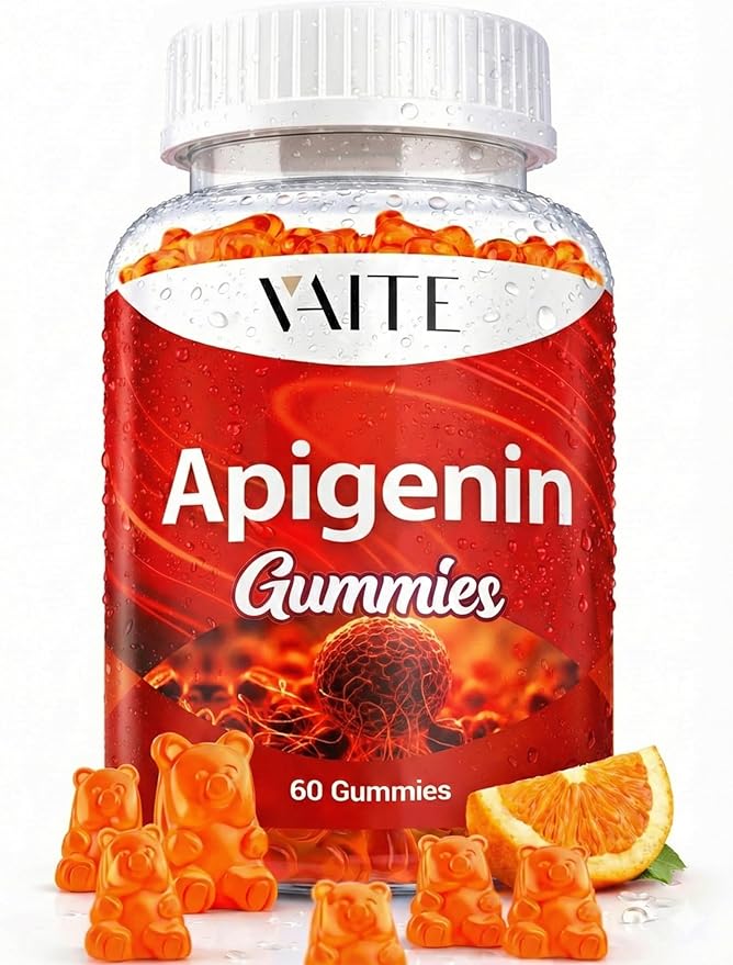 Apigenin Supplement 150mg - Chamomile Extract Vegan Gummies with Flavonoids Bioflavonoids &amp Polyphenols - Plant-Based Relaxation Support - Liposomal Calm Formula - Non-GMO Herbal Mood Balance