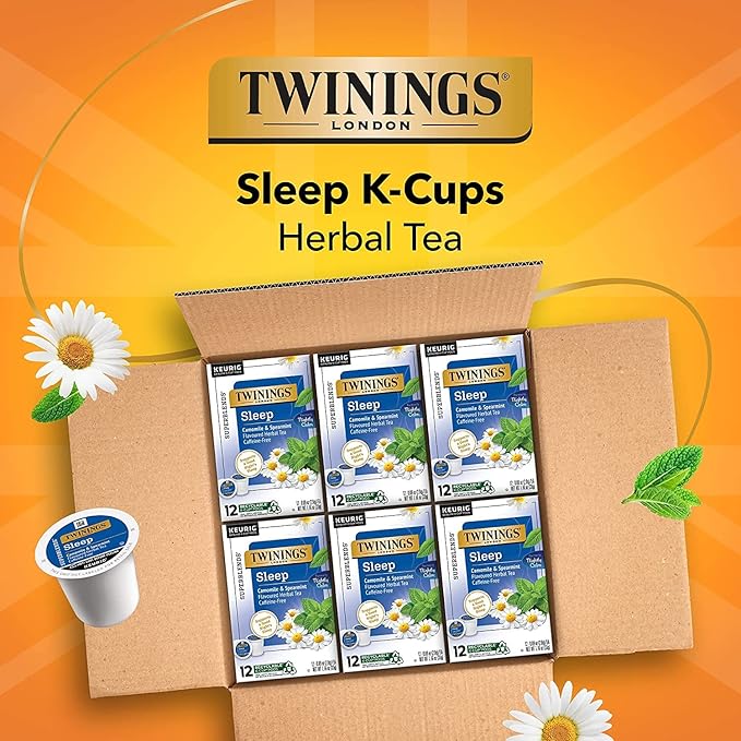 Twinings Sleep Nightly Calm Herbal Tea Single Serve K-Cup Pods for Keurig Brewers 12 Count Box (Pack of 6)