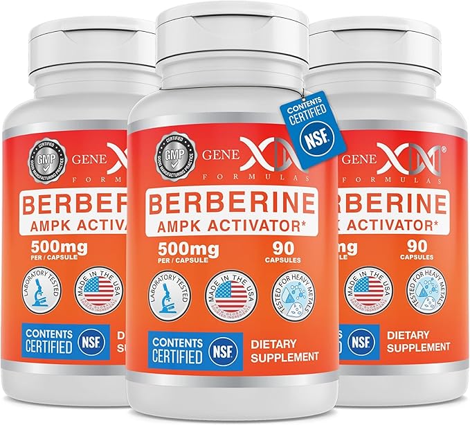 Genex Formulas Berberine HCl 500mg (3 Pack) - NSF Certified for Safety Quality &amp Label Accuracy - Supports Immune Health - Non-GMO Gluten Free Vegetarian