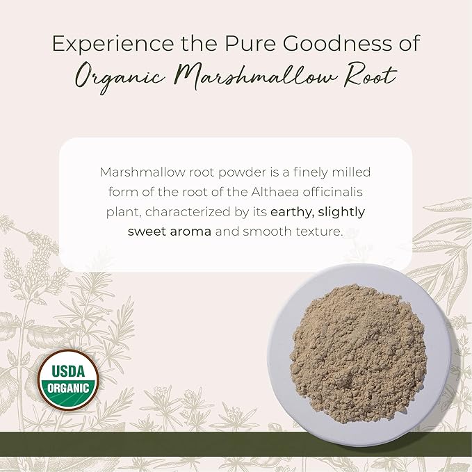 Starwest Botanicals Organic Marshmallow Root Powder - Dried Herb for Tea &amp Herbal Blends Certified Kosher Non-GMO - Bulk 1 lb Bag