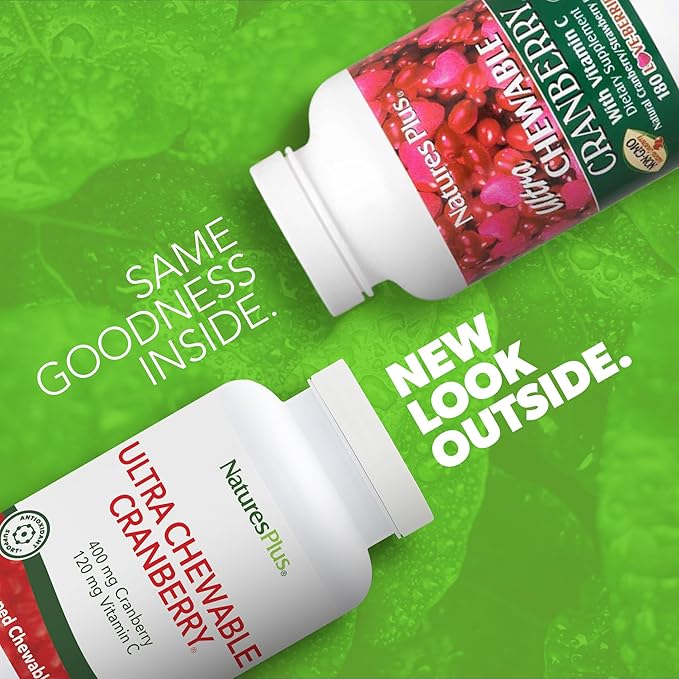 NaturesPlus Ultra Chewable Cranberry - 180 Love-Berries - Supports a Healthy Urinary Tract &amp Overall Well-Being - Non-GMO Vegetarian Gluten Free - 90 Total Servings