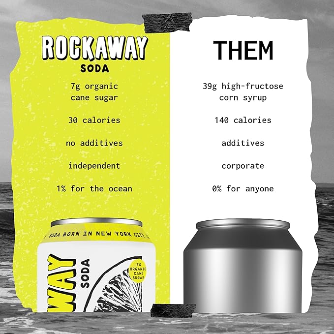 ROCKAWAY Lemon Lemongrass Soda Drinks - Low calorie drinks made from Real Fruit Juice All Natural - Soda Pop Drinks Gluten Free Vegan GMO Free - 12oz (12 Pack)