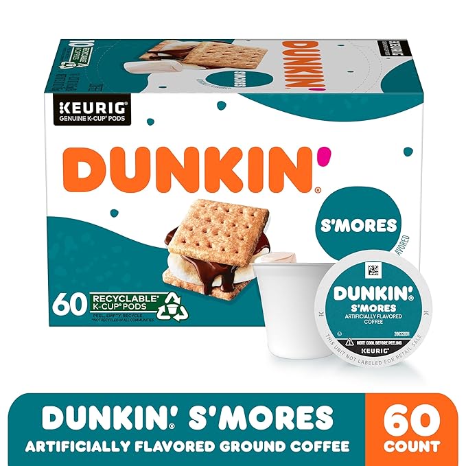 Dunkin’ Medium Roast S’mores Flavored Coffee 60 Keurig K-Cup Pods