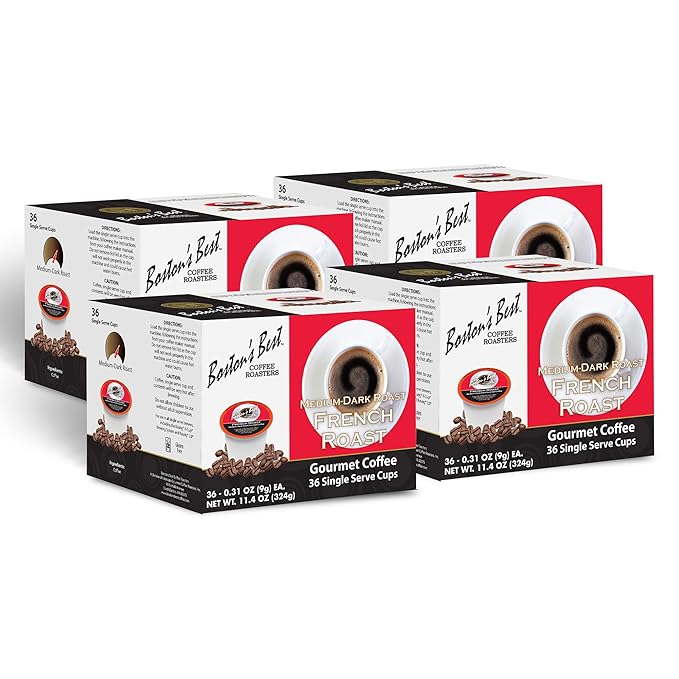Boston’s Best - Rich &amp Bold French Roast Gourmet Coffee Delectable Dark Roast Compatible with Keurig Coffee Maker - 144 Count (Pack of 1)