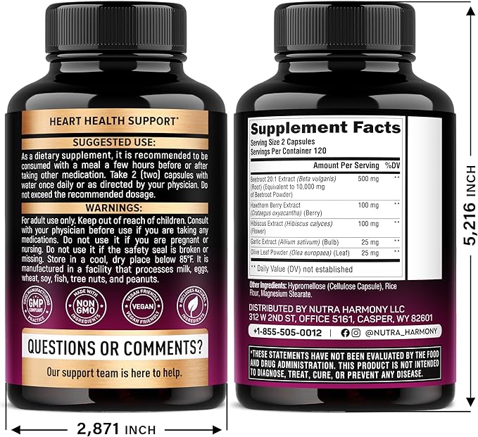 Beet Root 5-in-1 Complex Capsules - Healthy Blood Pressure Support Supplement** for Heart &amp Circulation Support - with Hawthorn Berry Hibiscus &amp Garlic - for Men &amp Women - Made in USA 24