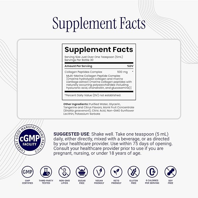 Rho Nutrition Liposomal Collagen Peptides - High-Absorption Liquid Collagen Supplement - Supports Skin Elasticity Joint Health and Overall Vitality for Healthy Aging 5 fl oz