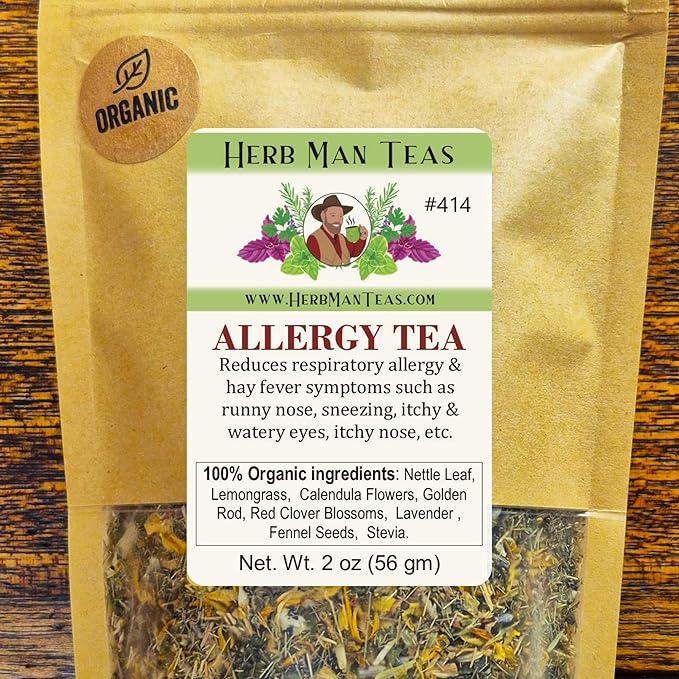 ALLERGY TEA – Herbal blend for seasonal irritation: sneezing runny nose &amp itchy eyes – Formulated by Master herbalist Khabir – 100% Organic Non-GMO No Additives
