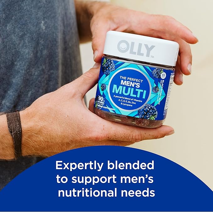 OLLY Muscle Recovery Sleep Gummies Sleep and Sore Muscle Support 3mg Melatonin Tart Cherry &amp Men's Multivitamin Gummy Overall Health and Immune Support Vitamins A C D E B Lycopene