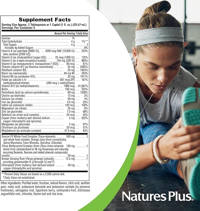 NaturesPlus Source of Life Liquid Tropical Fruit - 8 fl oz - Multivitamin &amp Mineral Supplement - Gluten Free Vegetarian - 8 Servings (Pack of 2)