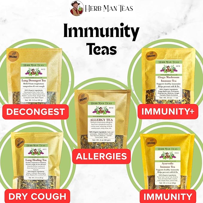 IMMUNE SUPPORT TEA – Daily Immune Health &amp Seasonal Defense – Organic Loose Leaf – by Master Herbalist Khabir | Chaga Mushrooms Echinacea Elderberries &amp Hibiscus