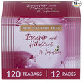 New English Teas Fruit &amp Herbal Tea 120 Teabags 12 Packs of 10 Individually Wrapped Tea Bags Naturally Caffeine Free (Rosehip &amp Hibiscus)