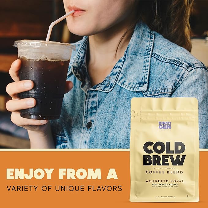 1 lb Dark Roast Cold Brew Coffee Blend Coarse Ground Colombian - Birch Glen Roasters - 16 oz Resealable Bag