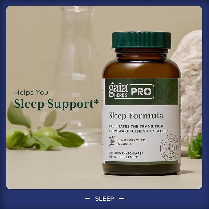 GAIA HERBS PRO Sleep Formula - Supports Restful Sleep &amp Relaxation for Occasional Sleeplessness* - Herbal Extracts with Valerian Root Passionflower &amp Lavender - Vegan Capsules - 60 Liquid Phy