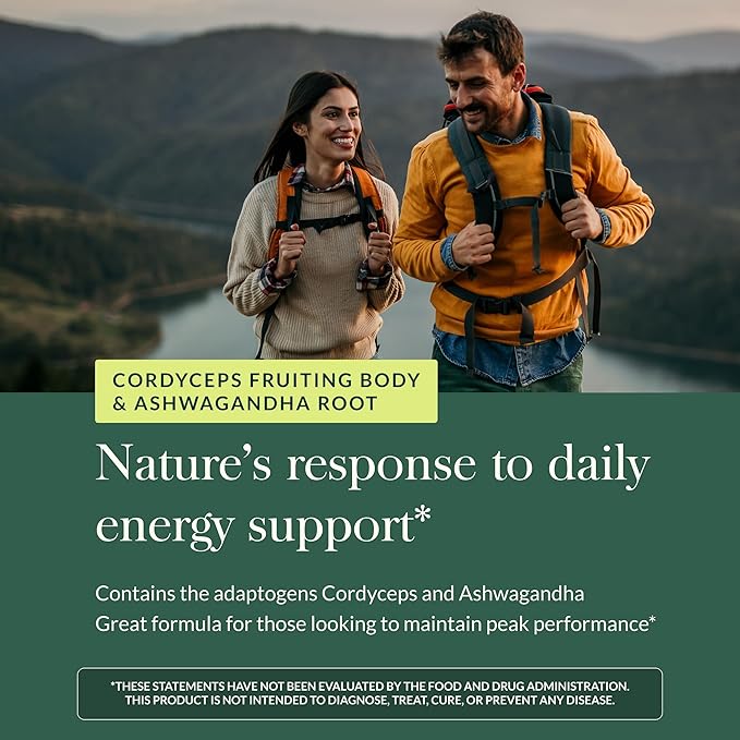 Gaia Herbs Adaptogen Performance - Energy Support Supplement with Ingredients Traditionally Used to Help Sustain Endurance &amp Stamina* - with Cordyceps &amp Ashwagandha - 60 Vegan Capsules (60 Ser