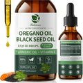 Oil of Oregano Drops with Black Seed Oil Turmeric Oil Vitamin E &amp Olive Oil Based Immune Digestive Cleanse &amp Detox* 80% Carvacrol Cold-Pressed Natural Aceite de Oregano 2 Fl Oz 8 Month S