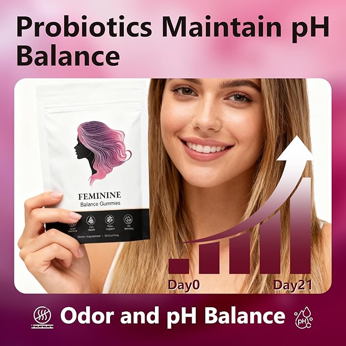 Nuora Feminine Balance Gummies Premium Feminine Balance Gummies Vegan Hawaiian Pineapple Vaginal Health Support Gluten-Free 60 Gummies (1)