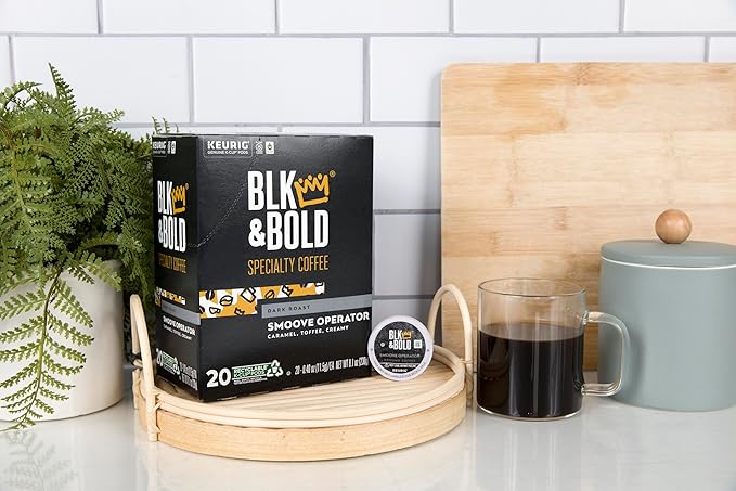 BLK &amp Bold Smoove Operator Keurig Single Serve K-Cup Pods Premium Dark Roast 100% Arabica Beans 20 Count