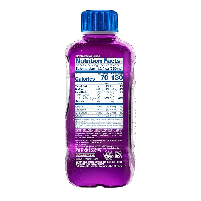 Electrolit Electrolyte Beverage Grape 21 Fl Oz bottle (Pack of 12)