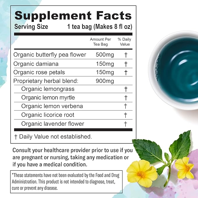 Numi Organic Damiana Relax Herbal Tea – 48 Herbal Tea Bags – Calming Damiana Blend for Gentle Relaxation Emotional Ease &amp Stress Relief