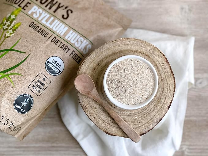 Anthony's Organic Whole Psyllium Husks 1.5 lb Dietary Fiber Gluten Free Non GMO Keto Friendly