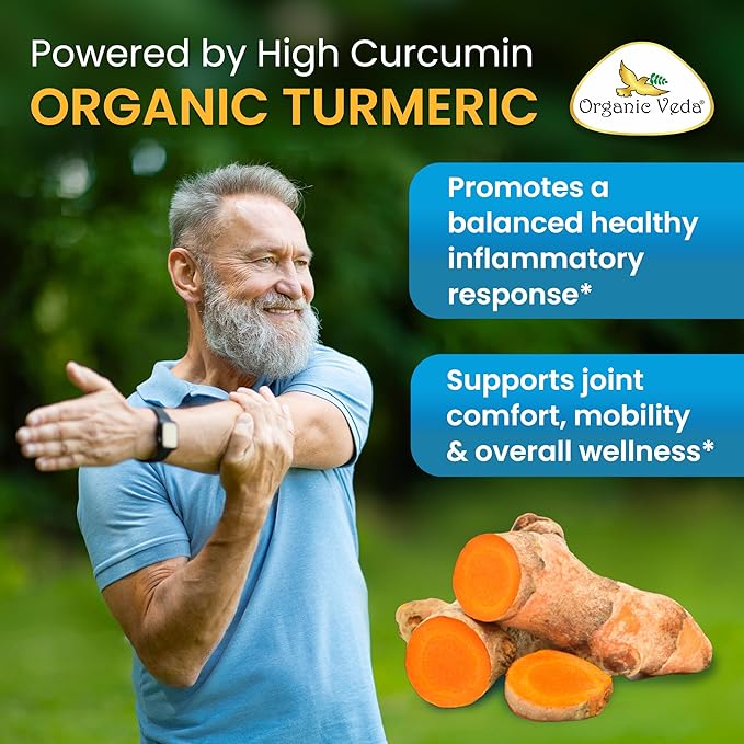 Organic Veda Neem Turmeric Capsules - 5 in 1 Herbal Complex with Amla Fruit Holy Basil Black Pepper - Immune Cleanse Skin &amp Gut Health Supplement with Vitamin C &amp Antioxidants 120 Vegan Ca