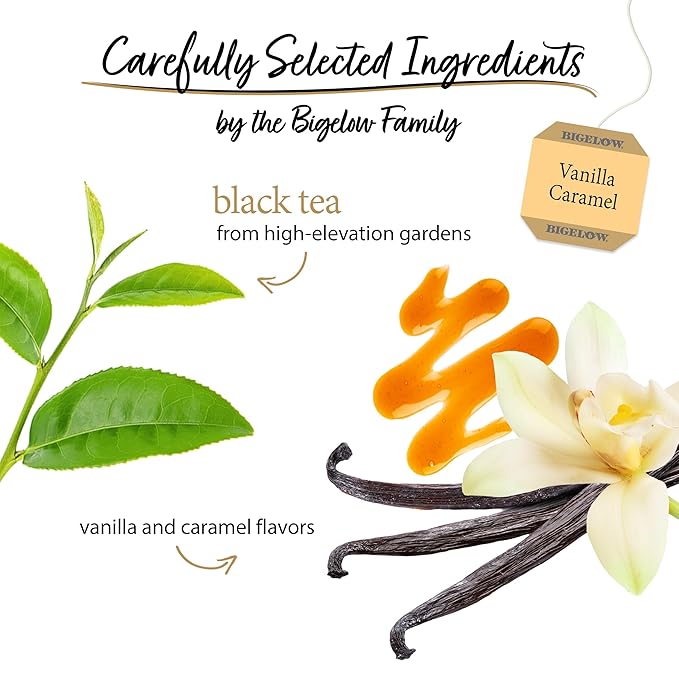 Bigelow Tea Vanilla Caramel Black Tea Caffeinated Tea with Vanilla Caramel 20 Count Box (Pack of 6) 120 Total Tea Bags