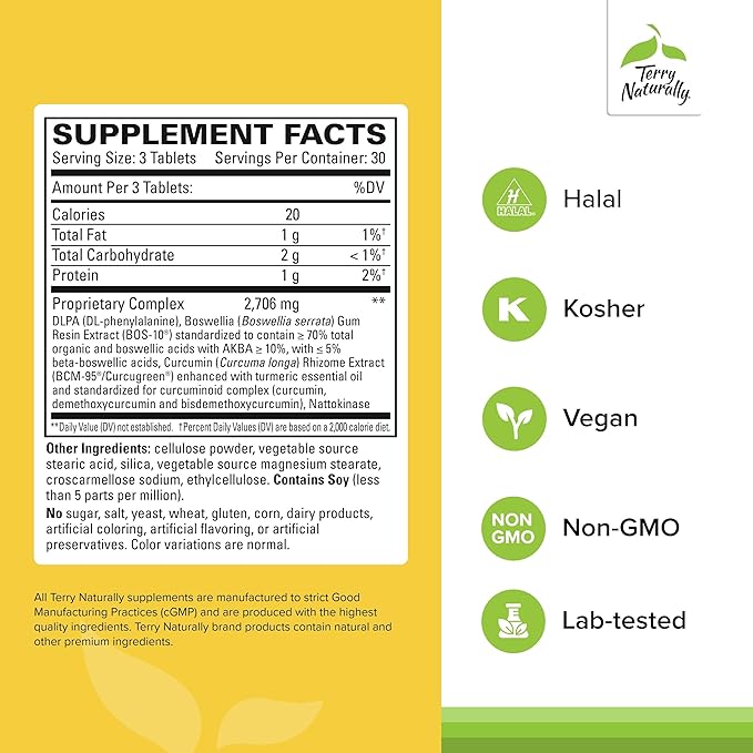 Terry Naturally Curamin Extra Strength - Curcumin &amp Boswellia for Healthy Circulation Support - Turmeric Supplement to Support Joints Muscle Health &amp Endorphin Production - 90 Tablets