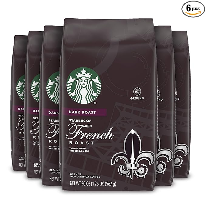 Starbucks Dark Roast Ground Coffee — French Roast — 100% Arabica — 6 bags (20 oz. each)