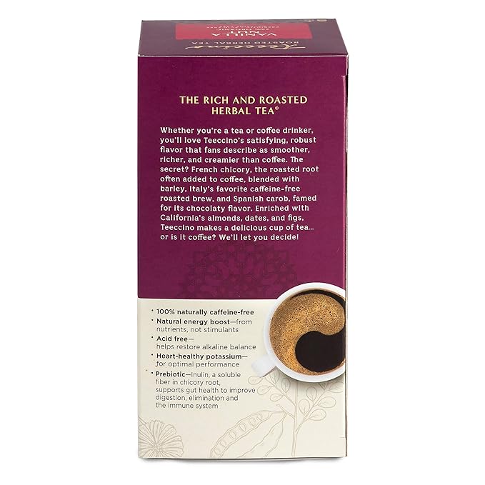 Teeccino Vanilla Nut Herbal Tea &amp Chicory Coffee Alternative Bundled Collection Caffeine Free &amp Acid Free Prebiotic for Natural Energy