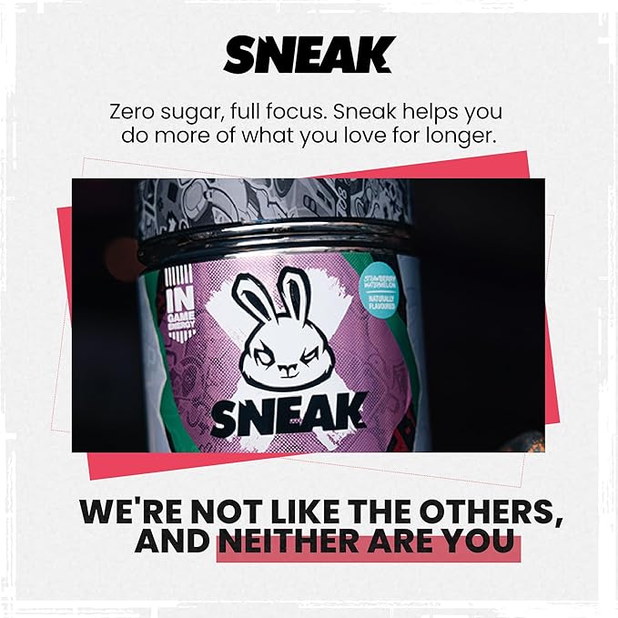 SNEAK Energy Drink Powder | Strawberry Watermelon | No Sugar. No Nasties. Just Natural Caffeine Focus-Boosting Nootropics | 40 Servings