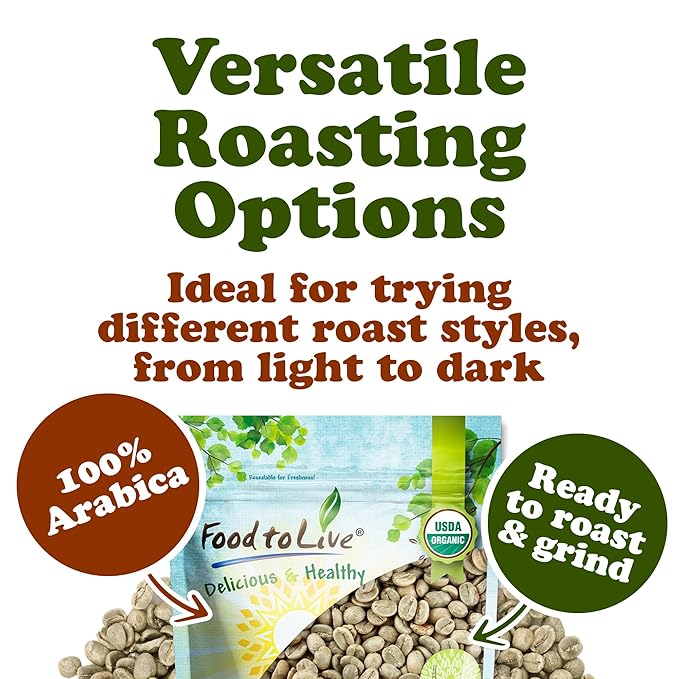 Food to Live Organic Nicaragua Arabica Green Coffee Beans 20 Pounds – Whole Unroasted Washed Bean. Fresh Crop. No-GMO Vegan Bulk