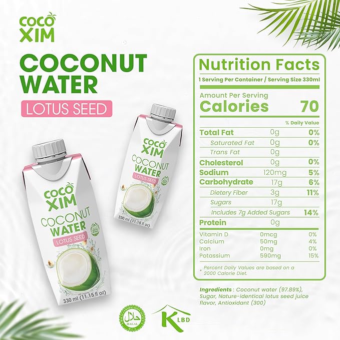 COCOXIM Ready to Drink Coconut Water with Lotus Seed Extract – 11 oz (Pack of 12)|100% Natural &amp Fresh with Electrolytes &amp Nutrients|Halal &amp Kosher Certified|Alternative to SodaSoft and S