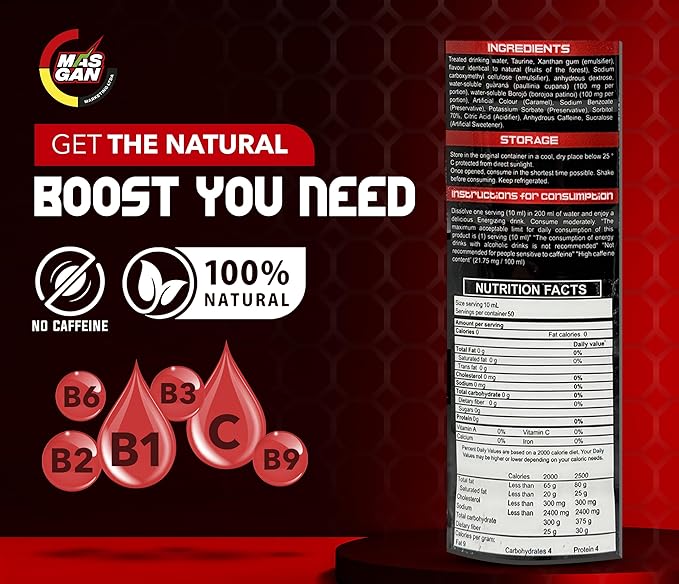 MasGan Multivitamin for Men and Women Liquid Energy Supplements. Formula for Fatigue and Tiredness. Include 1 Bottles (16.9 Oz).