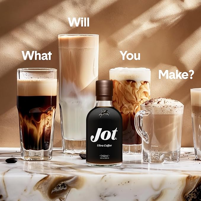 Jot Coffee Concentrate (Original/Dark) High Caffeine Cold Brew Coffee Concentrate Liquid for Iced Coffees Instant Espresso Hot or Cold Instant Coffees - Makes 14 Cups 150mg Caffeine/Tbsp No Sugar
