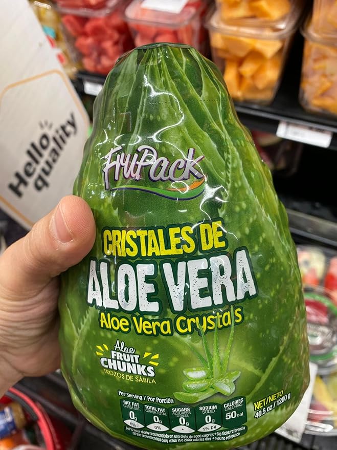 Aloe Vera Crystas Aloe VeraCristales 100% Real Aloe Flavor – Vitamin C Rich No Fat 40.5 fl oz (1200 mL) FruPack