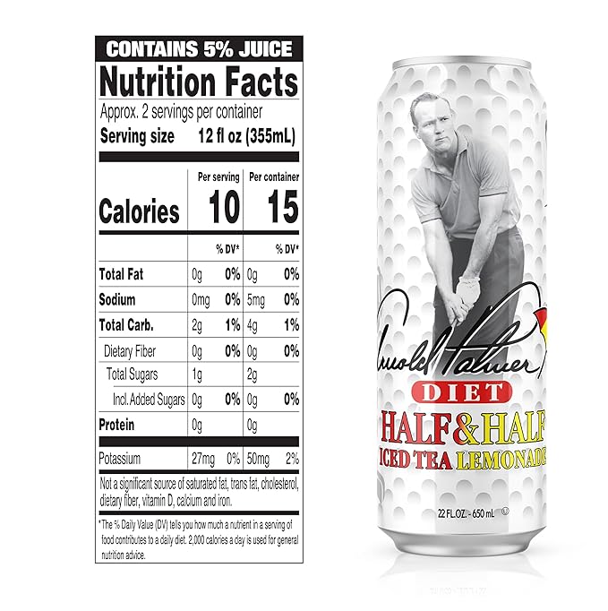 AriZona Diet Arnold Palmer Half and Half - Big Can 22 Fl Oz (Pack of 24)