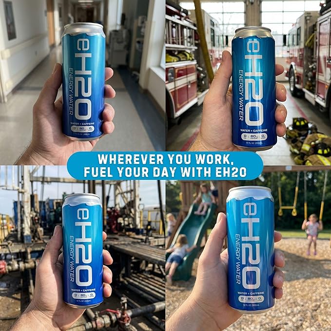 eH2O Energy Water - Tastes Like Water 80mg Natural Caffeine 0 Calories 0g Sugar 2 Ingredients Caffeine Water Clean Energy Drink Alternative 12 Pack - 12 Fl Oz
