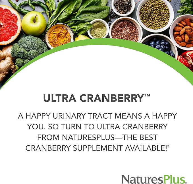 NaturesPlus Ultra Cranberry Sustained Release - 1000mg 120 Tablets - with Vitamin C - Vegetarian Gluten Free - 60 Servings