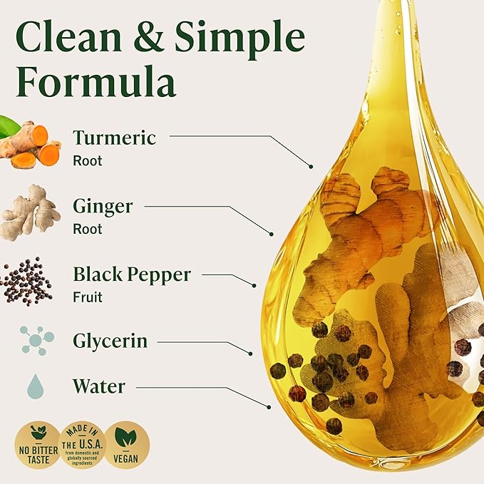 HERBAMAMA Turmeric and Ginger Supplement - Vegan Immune Complex with Liquid Turmeric with Ginger and Black Pepper Extract - Non-GMO Alcohol &amp Sugar-Free Immunity Drops - 56-Day Supply
