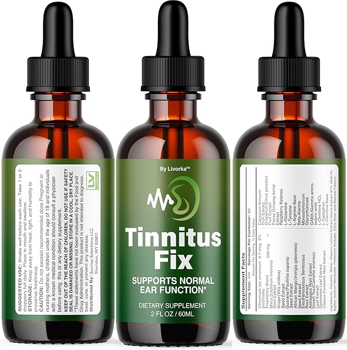 (2 Pack) TinnitusFix Drops - Official TinnitusFix Advanced Liquid Hearing Support Drop All Natural TinnitusFix Supplement Vitamins for Ear &amp Hearing Wellness Support Reviews 2 Bottles for 2 Mont