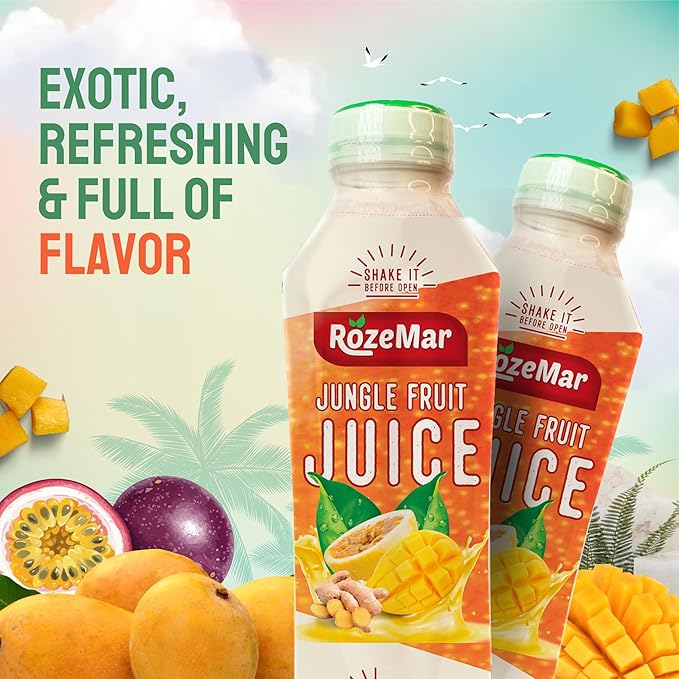 Jungle Juice – Mango Passion Fruit &amp Ginger Blend |Pack of 12 Tropical Fruit Beverage | Smooth &amp Refreshing Drink with Real Fruit Flavors