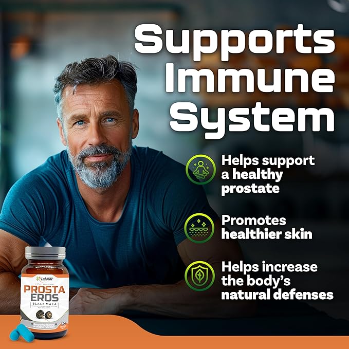 ProstaEros- Prostate Support Supplement - 7 Natural Ingredients- Black Maca Saw Palmetto Mashua Cat's Claw Gingseg Black Nettle and Zinc. Capsules 60 Count (Pack of 1)