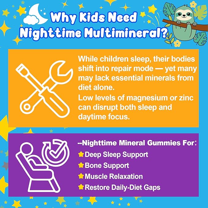 Kids 4+ Magnesium + Saffron Sleep Gummies Relax Happy Filled Gummy Bedtime Calcium Zinc Mineral + Multivitamin Gummies Melatonin Free | Vitamin D3 K2 | Bone Only Need 1 Gummy - Sweet Dream Magic