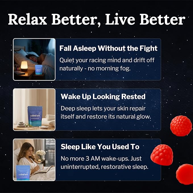 Natural Relaxation Gummies - Deep Sleep Support &amp Premium Stress Relief | 60 Count | Ashwagandha L-Theanine &amp Taurine | Drug-Free Formula | Vegan Friendly
