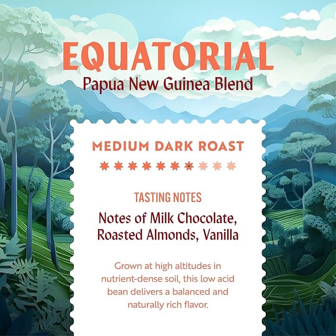 Clean Coffee Co. - Low Acid Medium-Dark Roast Tested for Molds and Toxins Papua New Guinea Blend Notes of Milk Chocolate and Roasted Almonds (Whole Bean 12 oz Bag)